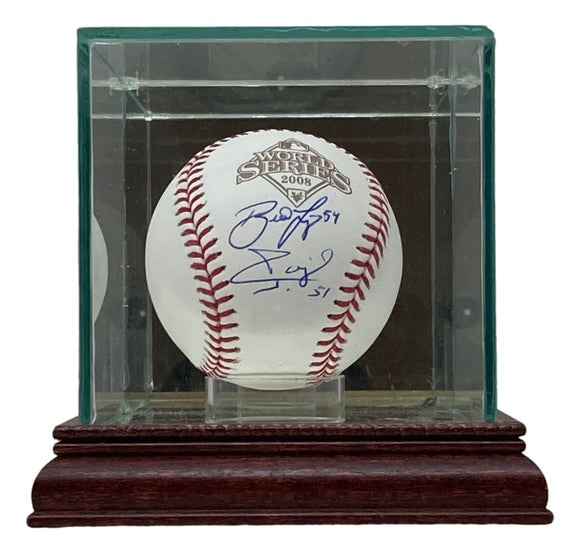 Brad Lidge Carlos Ruiz Signed Phillies 2008 World Series Baseball JSA w/ Case