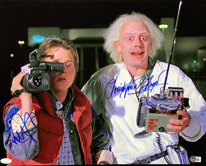 Michael J. Fox Chris Lloyd Signed 16x20 Back to the Future Camera Photo JSA+BAS