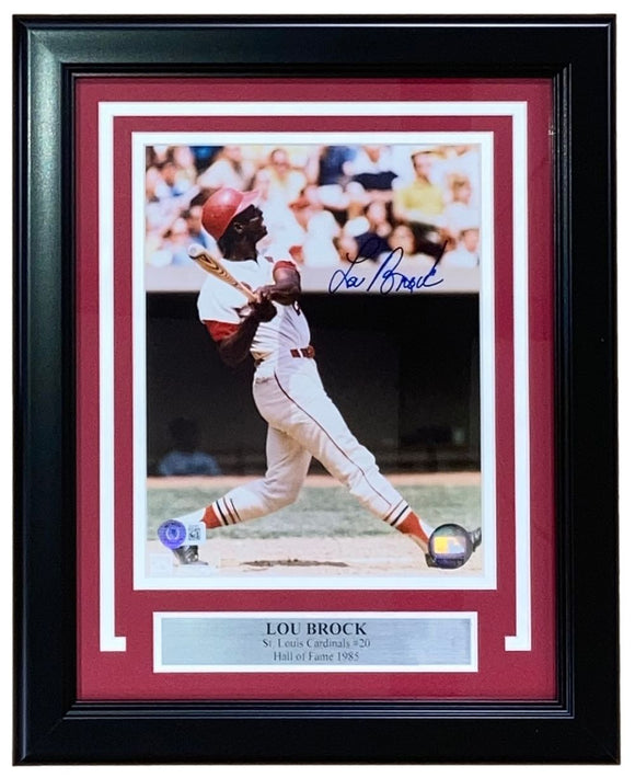 Lou Brock Signed Framed 8x10 St. Louis Cardinals Photo BAS