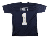 Coach Lou Holtz Notre Dame Signed Navy Blue Football Jersey JSA Hologram