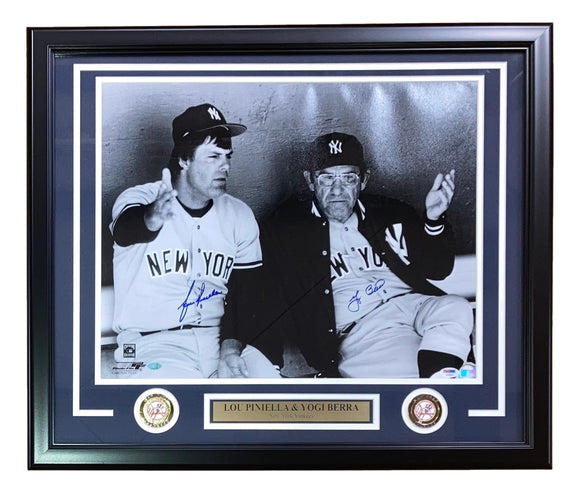 Lou Piniella Yogi Berra Signed Framed 16x20 New York Yankees Photo PSA
