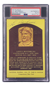 Lou Boudreau Signed 4x6 Cleveland HOF Plaque Card PSA/DNA 85027791 Sports Integrity