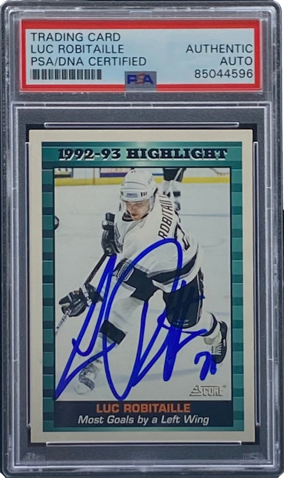 Luc Robitaille Signed 1993 Score #451 Los Angeles Kings Hockey Card PSA/DNA