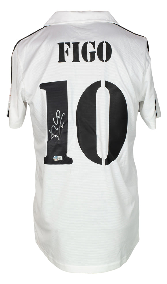 Luis Figo Signed White Real Madrid Soccer Jersey BAS