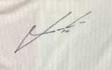 A black, angular Luka Modric signature appears on the white, lined fabric of this Croatia Nike Soccer Jersey from Sports Integrity, authenticated by ICONS COA.
