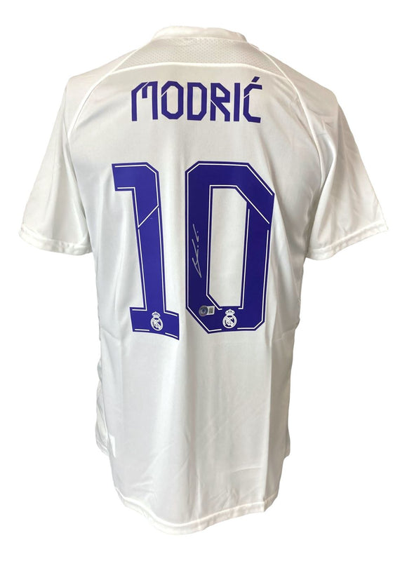 Luka Modric Madrid Signed White Soccer Jersey BAS