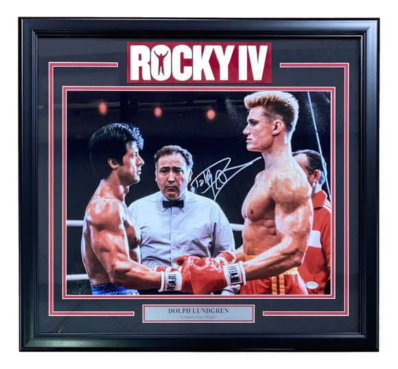 Dolph Lundgren Signed Framed 16x20 Rocky IV Photo PSA ITP Sports Integrity