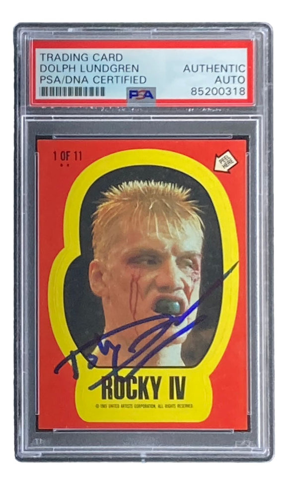 Dolph Lundgren Signed 1985 Topps #1 Rocky IV Ivan Drago Sticker Card PSA/DNA
