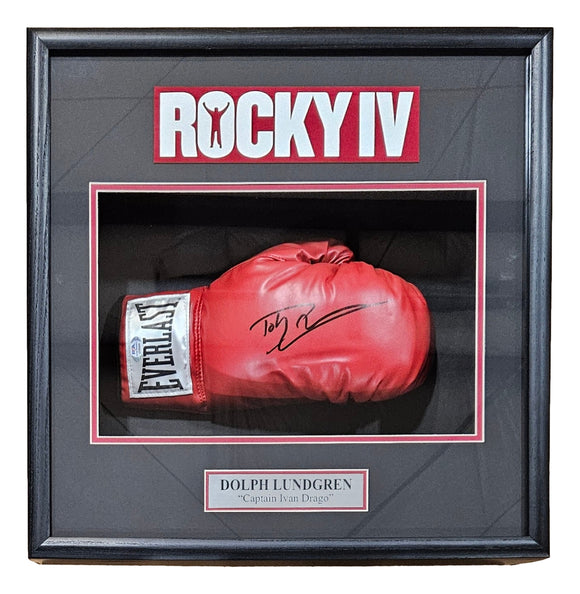 Dolph Lundgren Signed Framed Everlast Boxing Glove Shadowbox PSA DNA ITP Sports Integrity
