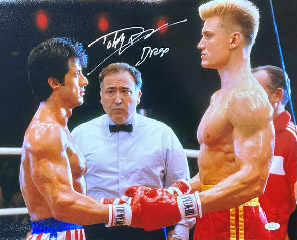 Dolph Lundgren Signed 16x20 Rocky IV Photo Drago Inscribed JSA ITP Sports Integrity