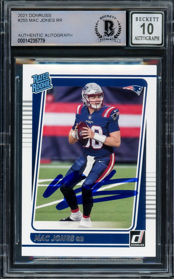 Mac Jones Signed 2021 Donruss #255 Patriots Rookie Card BAS Auto 10 ...