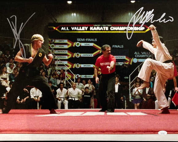 Ralph Macchio William Zabka Signed 16x20 Karate Kid Face Off Photo JSA ITP Sports Integrity