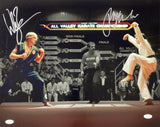 Ralph Macchio William Zabka Silver Signed 16x20 Karate Kid Spotlight Photo JSA