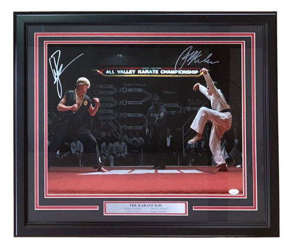 Ralph Macchio William Zabka Signed Framed 16x20 Karate Kid Face Off Photo JSA
