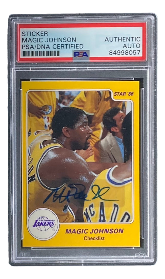 Magic Johnson Signed LA Lakers 1986 Star #1 Trading Card PSA/DNA Sports Integrity