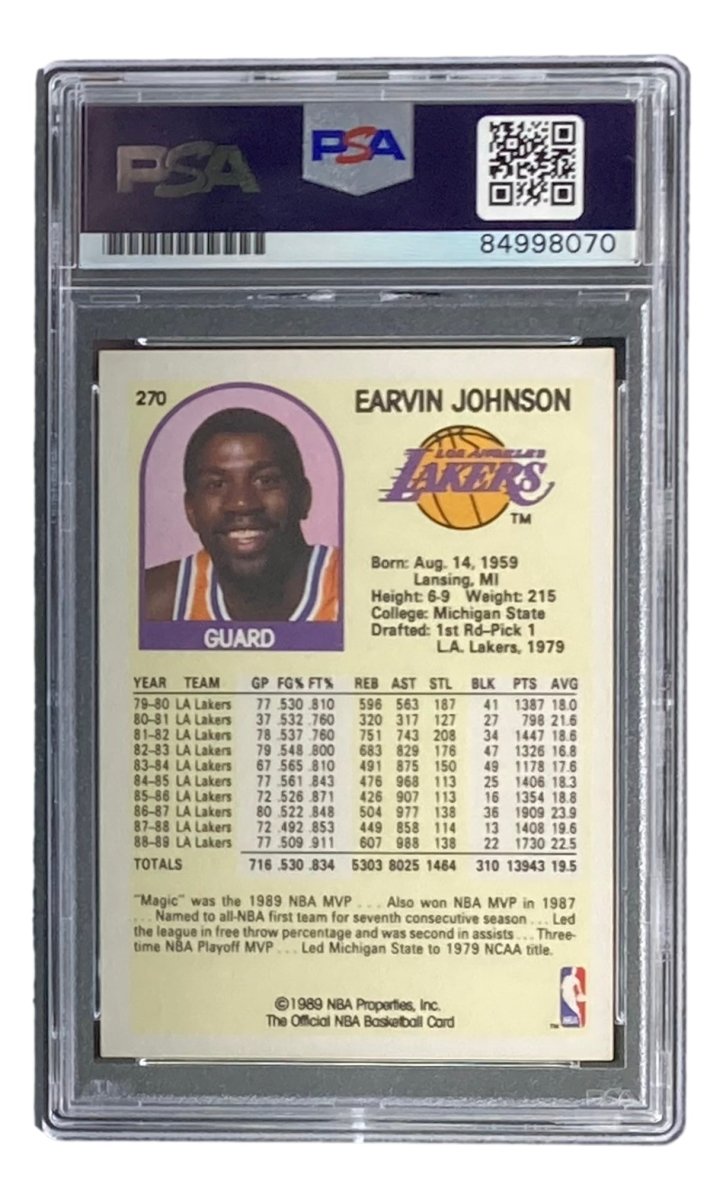 Magic Johnson Signed LA Lakers 1989 NBA Hoops #270 Trading Card