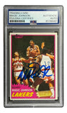 Magic Johnson Signed On Card 1981 Topps #21 Lakers Trading Card PSA