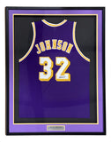 Magic Johnson Los Angeles Signed Framed Purple Basketball Jersey PSA/DNA