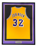 Magic Johnson Los Angeles Signed Framed Yellow Basketball Jersey PSA/DNA