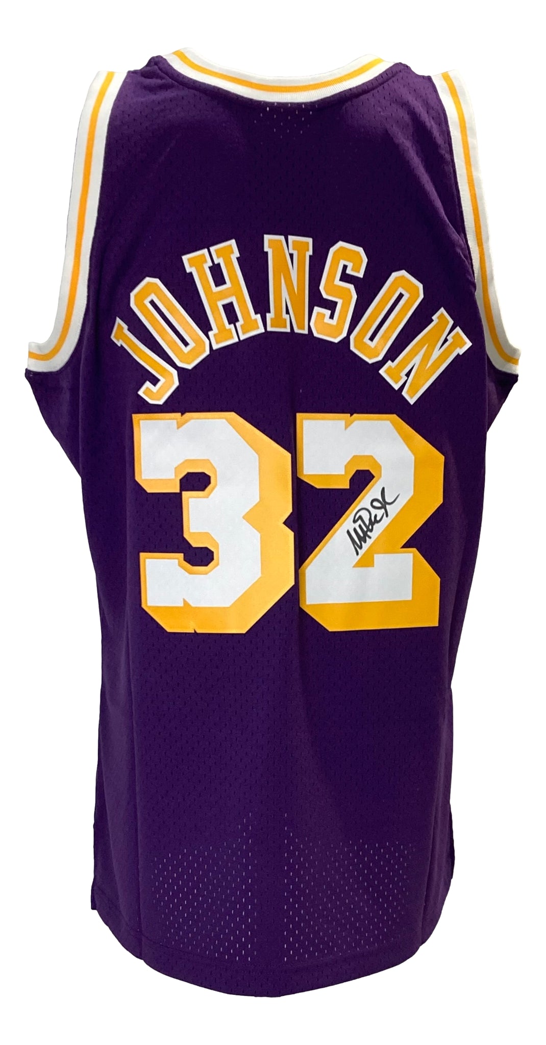 Magic Johnson Signed LA Lakers 1984-85 Purple M&N HWC Swingman