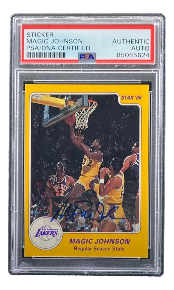 Magic Johnson Signed LA Lakers 1986 Star #3 Trading Card PSA/DNA