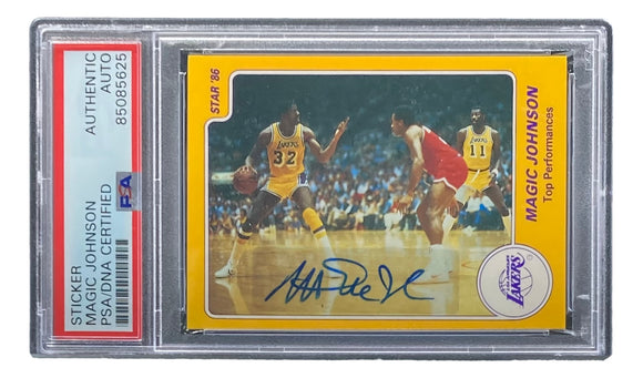 Magic Johnson Signed LA Lakers 1986 Star #8 Trading Card PSA/DNA Sports Integrity