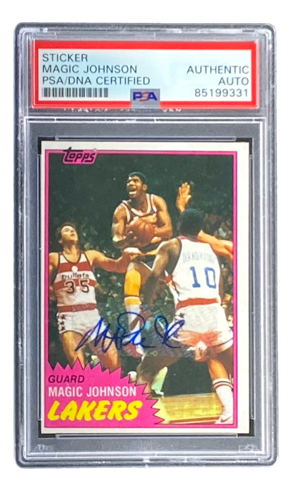 Magic Johnson Signed LA Lakers 1981 Topps #21 Rookie Trading Card PSA/DNA