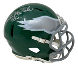 The Sports Integrity Jordan Mailata Signed Philadelphia Eagles Kelly Green Mini Speed Helmet BAS features a silver wing design, gray facemask, and is autographed in white ink with #68 next to the signature.