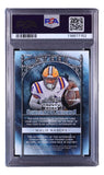 A Sports Integrity PSA NM-MT 8 Malik Nabers Signed 2024 Leaf Trinity #S-MN2 Giants Rookie Card (#4/10) showcases his authentic autograph in a white and purple uniform with a congratulatory message.