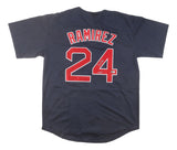 Manny Ramirez Boston Signed Navy Baseball Jersey MBM Inscribed BAS