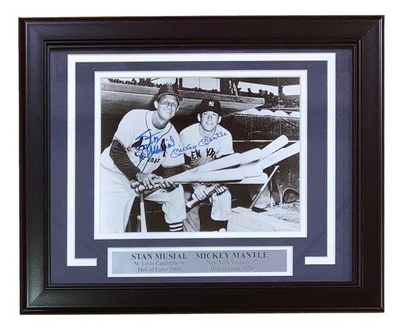 Mickey Mantle Stan Musial Signed Framed 8x10 Baseball Photo PSA Auto 10