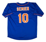 Marcus Semien New York Signed Blue Baseball Jersey BAS
