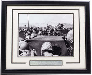 Fourth Wave Divison Marines Begin Attack On Beach Framed 11x14 WWII Photo