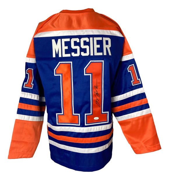 Mark Messier Edmonton Signed Blue Hockey Jersey JSA