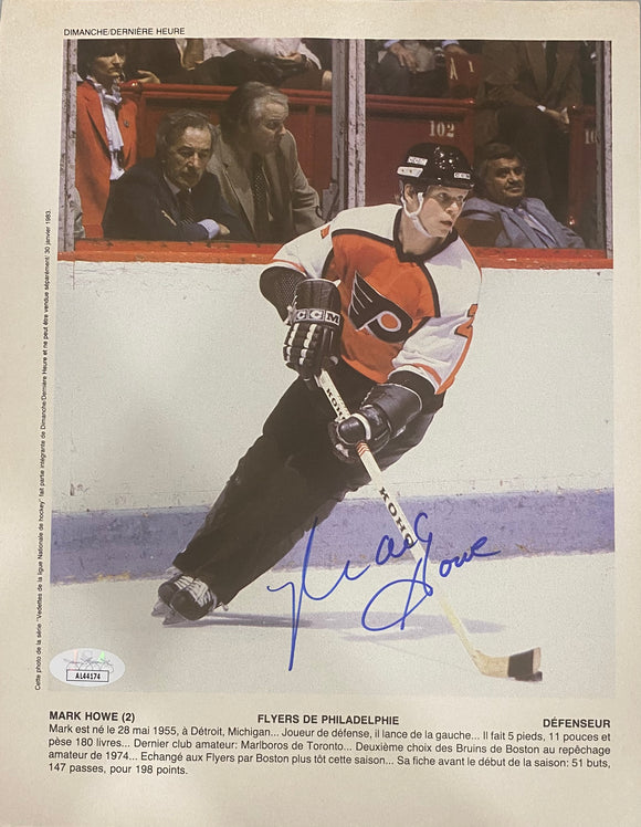 Mark Howe Signed 8x10 Philadelphia Flyers Photo JSA AL44174 Sports Integrity