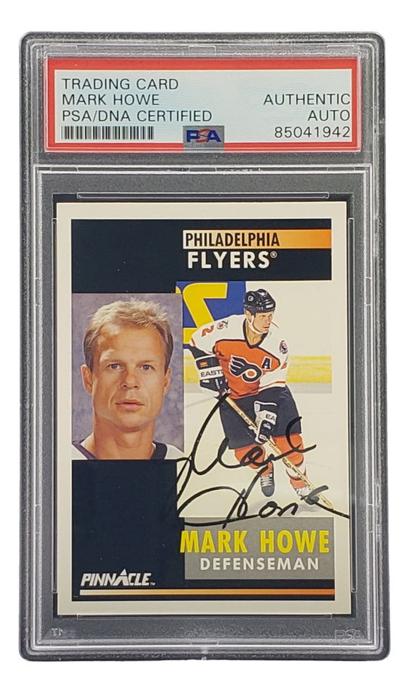 Mark Howe Signed 1991 Pinnacle #297 Philadelphia Flyers Hockey Card PSA/DNA