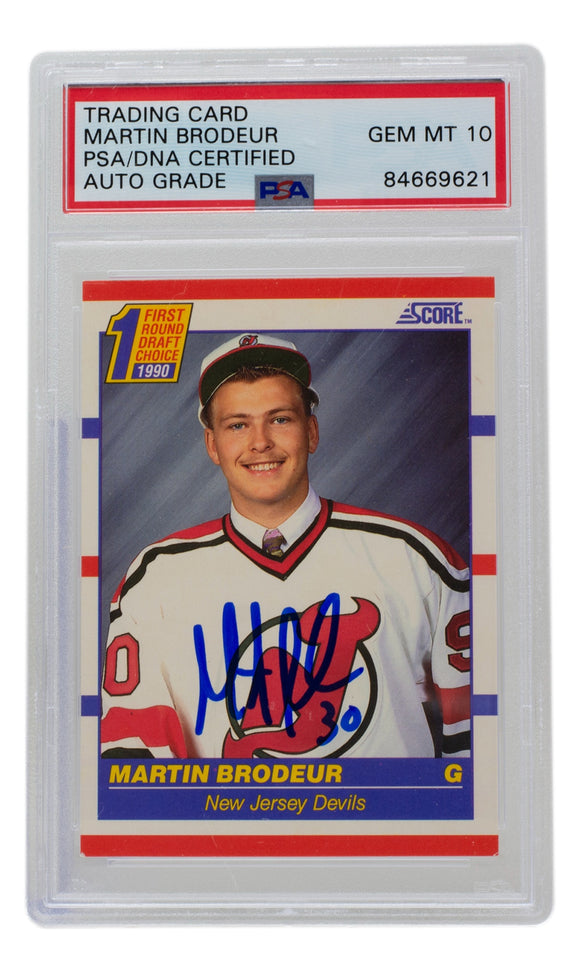 Martin Brodeur Signed 1990 Score New Jersey Devils Rookie Card #439 PSA/DNA Auto 10 Sports Integrity
