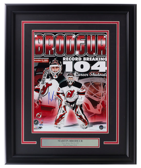 Martin Brodeur Signed Framed 11x14 New Jersey Devils Hockey Photo BAS