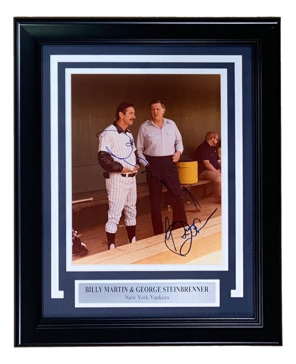 Billy Martin George Steinbrenner Signed Framed 8x10 New York Yankees Photo PSA