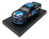 The Sports Integrity Martin Truex Jr Signed 1:24 NASCAR 2021 Darlington Win Die-Cast Car features a black and blue #19 Toyota Camry with Auto-Owners branding, displayed on a black platform and autographed on the windshield.
