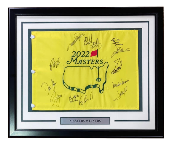 Masters Champions (12) Signed Framed 2022 Masters Golf Flag BAS AC22582 Sports Integrity