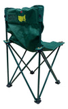 The Sports Integrity Masters Augusta National Golf Course Bag Chair is a green folding chair with crossed metal legs, armrests, and a yellow US outline with "Masters" on the backrest.
