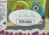 Close-up of an oval JSA sticker (code WB016864) on a colorful 1:32 Scooby Doo Mystery Machine die-cast, signed by Matthew Lillard. Product: Sports Integrity’s Matthew Lillard Signed Zoinks JSA ITP.
