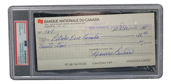 Maurice Richard Signed Montreal Canadiens Personal Bank Check #167 PSA/DNA