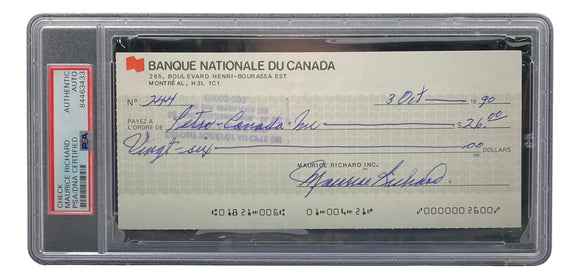 Maurice Richard Signed Montreal Canadiens Personal Bank Check #244 PSA/DNA Sports Integrity