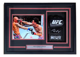 The Sports Integrity Max Holloway Signed UFC Replica Fight Glove is showcased in a shadowbox with a photo of Holloway in action and a plaque reading “MAX HOLLOWAY UFC Champion.” Authenticated by BAS.