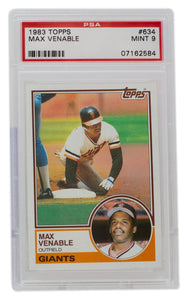 Max Venable 1983 Topps #634 New York Giants Baseball Card PSA/DNA Mint 9