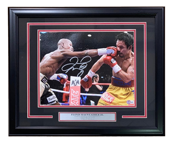 Floyd Mayweather Jr Signed Framed 11x14 Pacquiao Fight Photo BAS ITP Sports Integrity