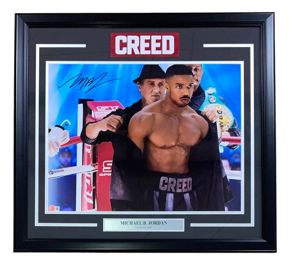 Michael B Jordan Signed Framed 16x20 Creed Photo w/ Stallone BAS ITP Sports Integrity