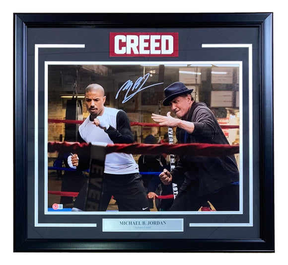Michael B Jordan Signed Framed 16x20 Creed Training Photo w/ Stallone BAS ITP Sports Integrity